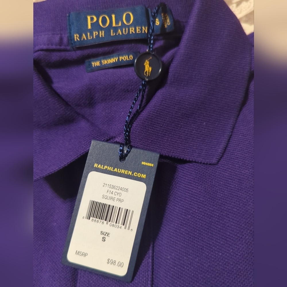 NWT Polo Ralph Lauren Womens Small The Skinny Polo Blank No Logo Purple - Picture 4 of 4
